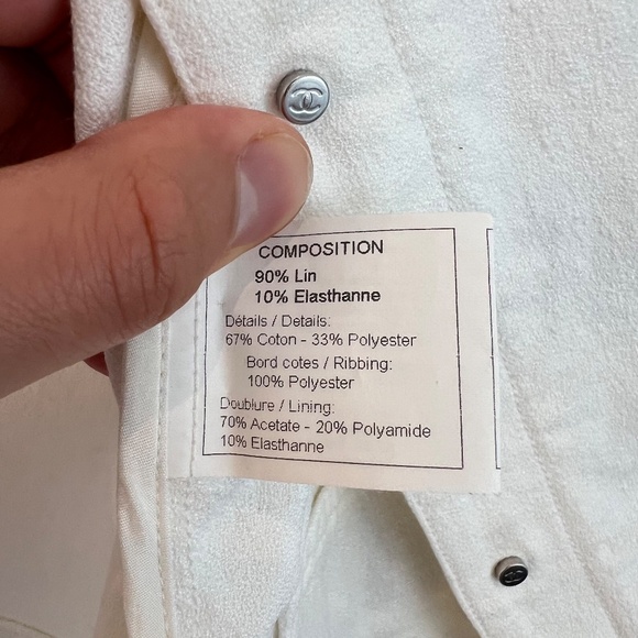 CHANEL Boutique, Bomber Jacket in White Linen and Gold Lurex, Size 38 - Picture 12 of 13